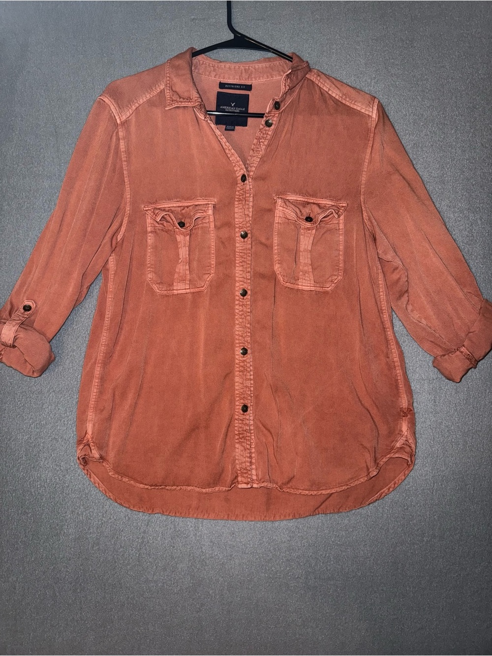 American Eagle Outfitters Burnt Orange Button-Front Shirt